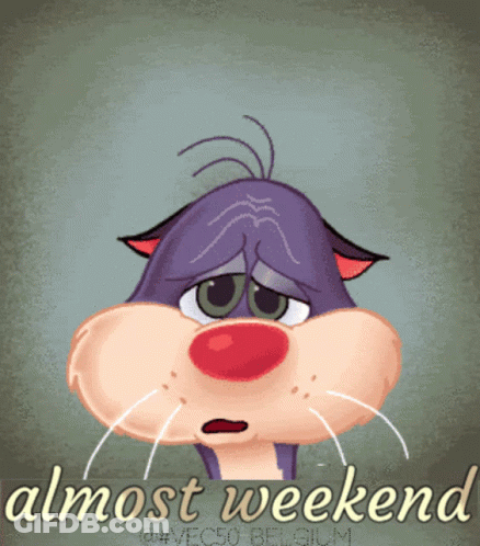 Sad Cartoon Cat Saying Almost Weekend GIF