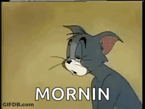 Sad Cartoon Cat Saying Mornin GIF