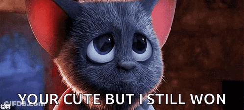 Sad Cartoon Cat Says You're Cute But I Still Won GIF