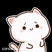 Sad Cartoon Cat With Pink Ear GIF