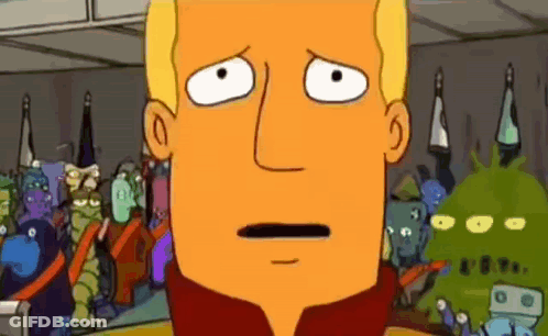Sad Cartoon Character In Front Of Alien Crowd GIF