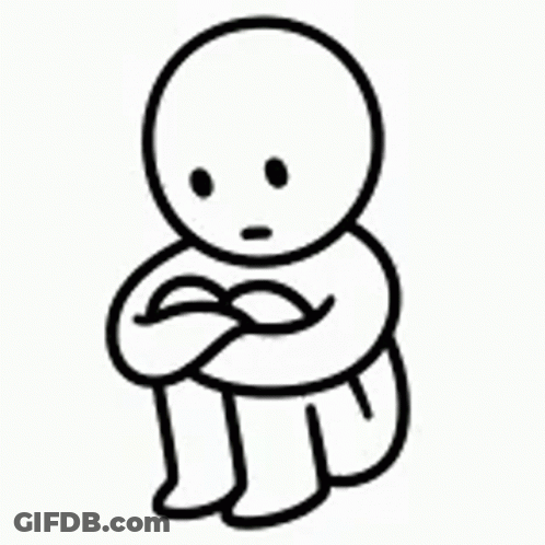 Sad Cartoon Character Sitting Crossed Arms GIF
