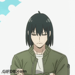 Sad Cartoon Character With Black Hair And Green Jacket GIF