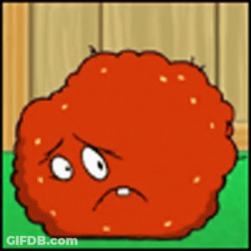 Sad Cartoon Chicken Nugget On Green Surface GIF
