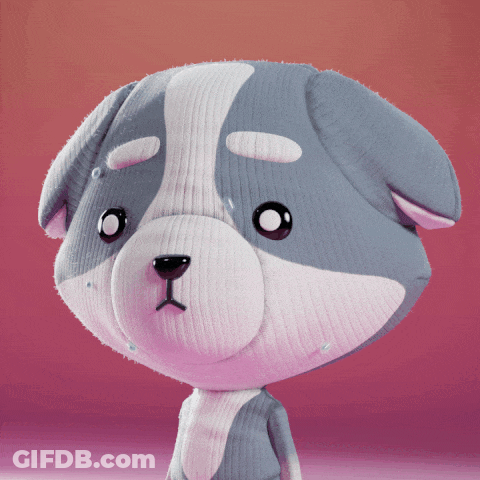 Sad Cartoon Dog In Pink Background GIF