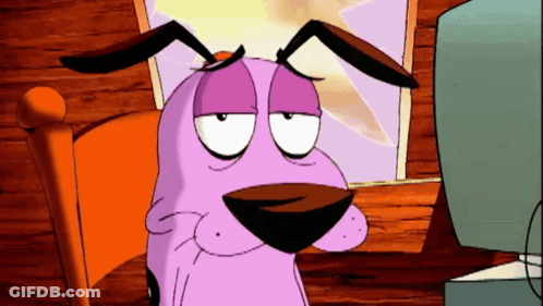 Sad Cartoon Dog Sitting In Chair GIF