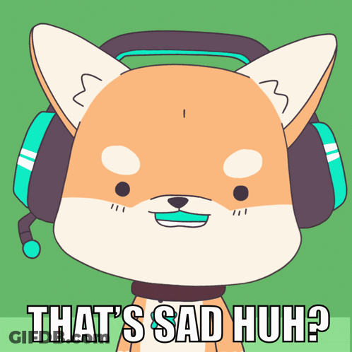 Sad Cartoon Dog Wearing Headphones GIF