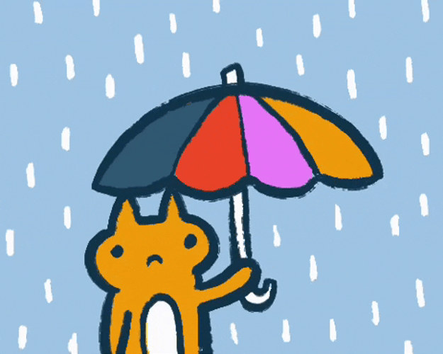 Sad Cat Holding Umbrella GIF