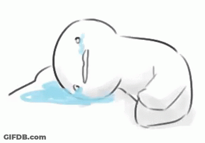 Sad Character Cries Laying GIF