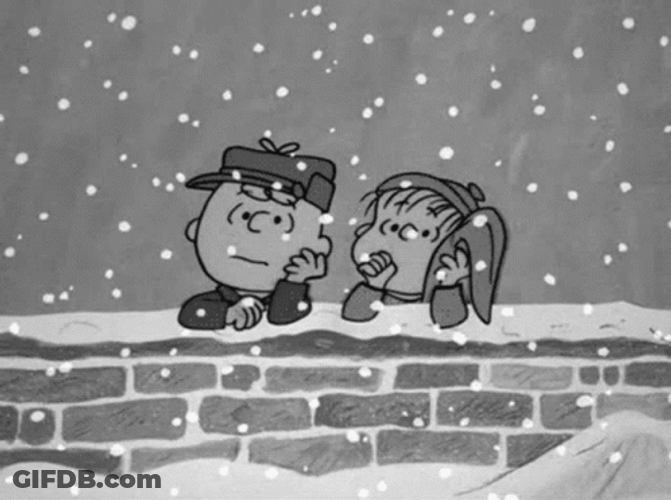 Sad Charlie Brown Watching Blizzard GIF