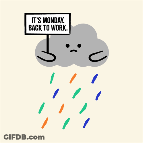 Sad Cloud Holding Monday Back To Work Sign GIF