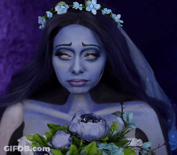 Sad Corpse Bride Alicia Cosplaying GIF