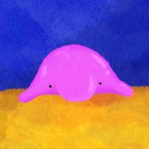 Sad Cute Purple Blobfish Watercolor Aesthetic GIF