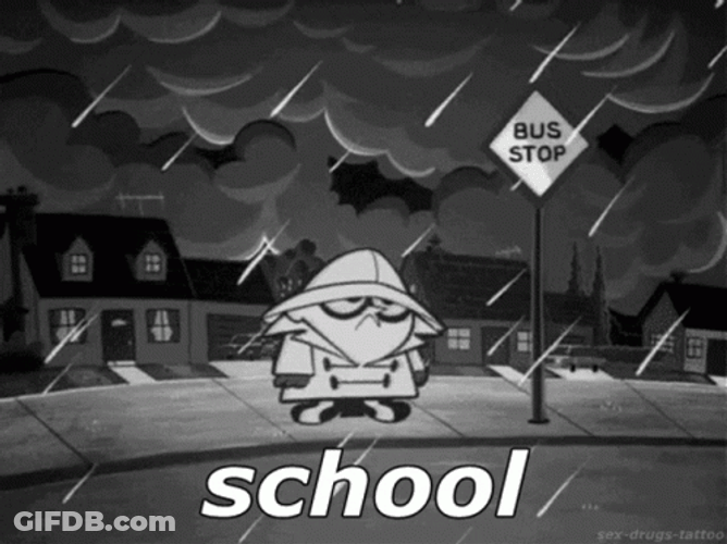 Sad Dexter Waiting For School Bus GIF