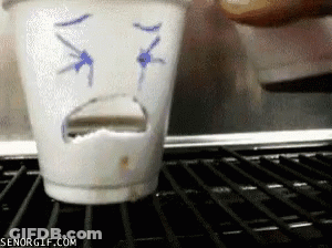 Sad Face Cup On Shelf Next To Senogif.com GIF
