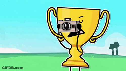 Sad Face Trophy Holding Camera GIF