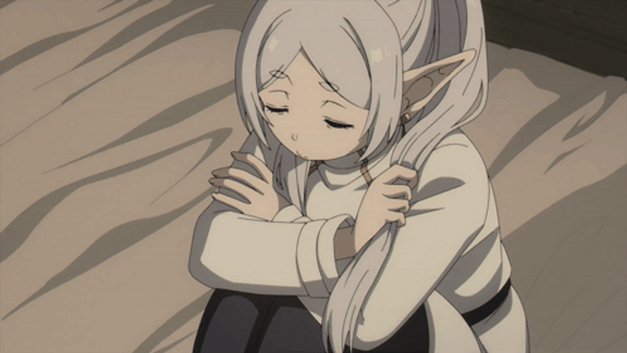 Sad Frieren Sitting Alone GIF