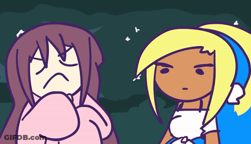 Sad Girl And Yellow-Haired Girl GIF