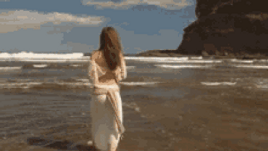 Sad Girl On The Beach GIF