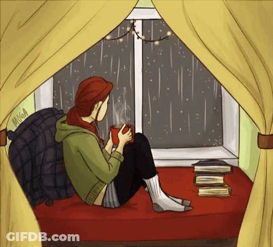 Sad Girl Watching Rain GIF