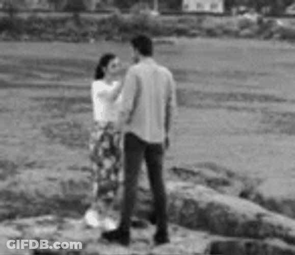 Sad Goodbye Kiss Couple Leaving Black And White GIF