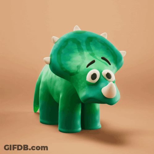 Sad Green Cartoon Dinosaur GIF