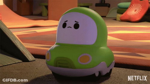 Sad Green Toy Car With Netflix Logo GIF