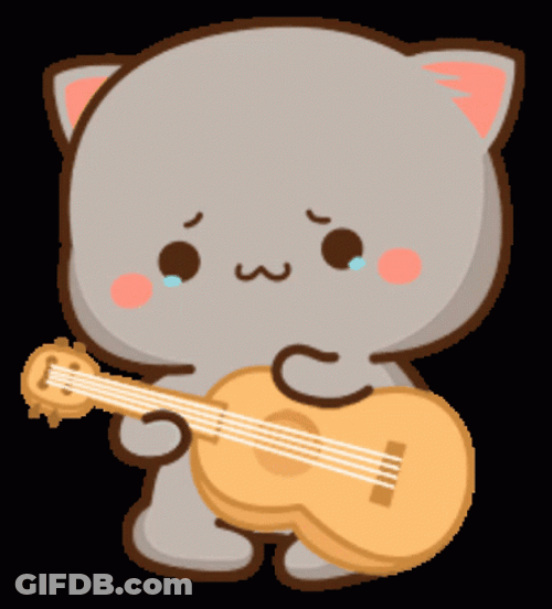 Sad Guitar Playing Goma Cat GIF