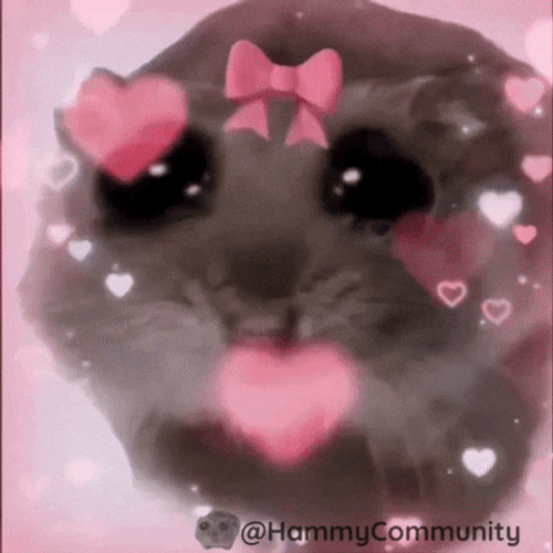 Sad Hamster Pink Hearts GIF