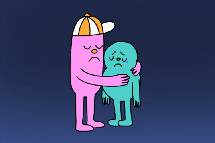 Sad Hug Cartoon Friendship GIF