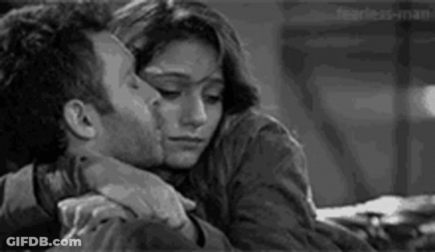 Sad Hug Kiss Cheek GIF
