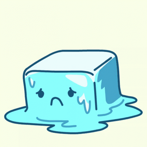 Sad Ice Cube Melting GIF