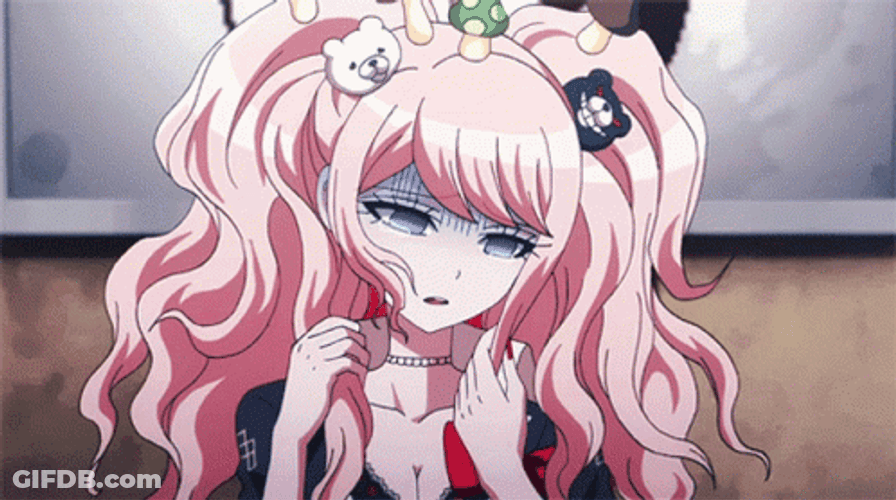 Sad Junko Enoshima Touching Her Hair GIF