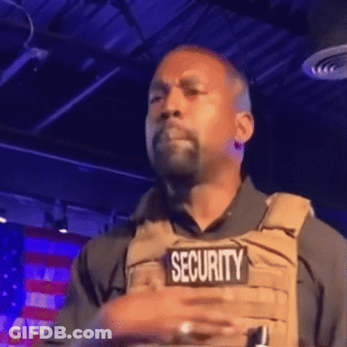 Sad Kanye Wearing Security Vest GIF