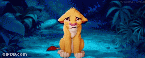 Sad Lion Cub Sitting In Jungle GIF