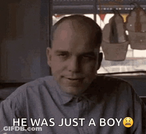 Sad Man Saying He Was Just A Boy GIF