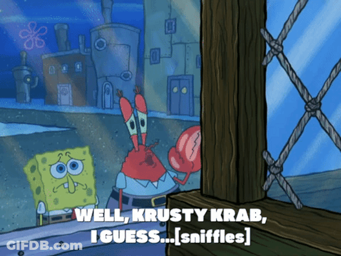 Sad Mr Krabs And SpongeBob Outside Krusty Krab GIF
