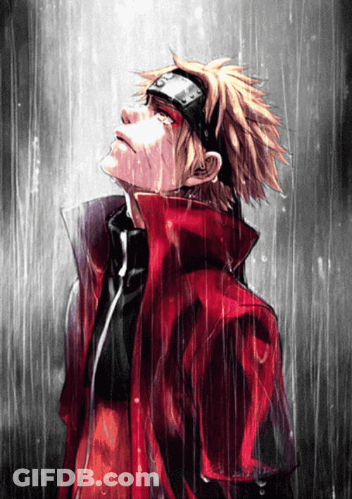 Sad Naruto Looking Up Rainy Background GIF