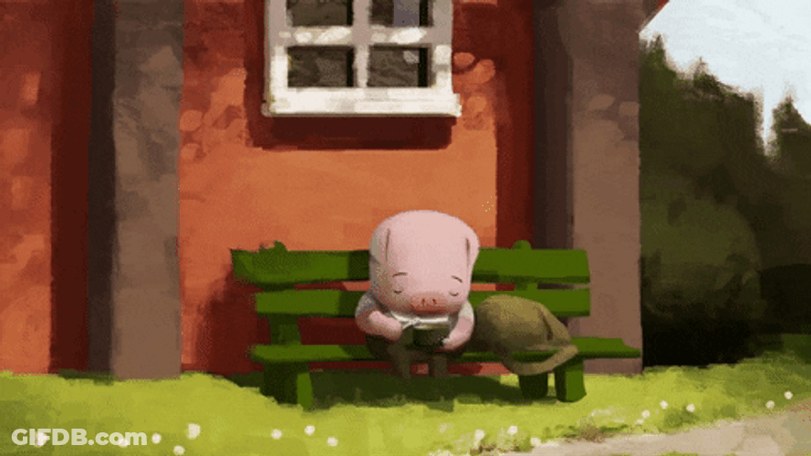Sad Pig Eating Lunch Time Alone GIF