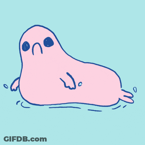 Sad Pink Spinning Seal Animation GIF
