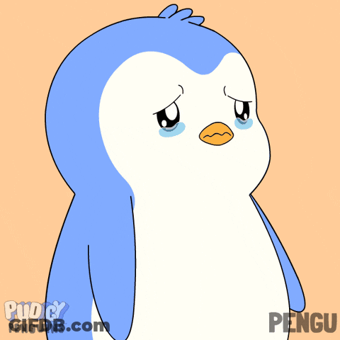 Sad Pudgy Penguin With Pink Heart GIF