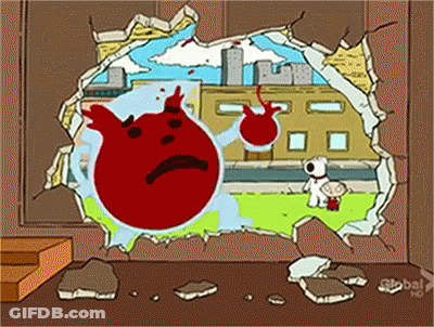 Sad Red Ball Coming Out Of Wall GIF