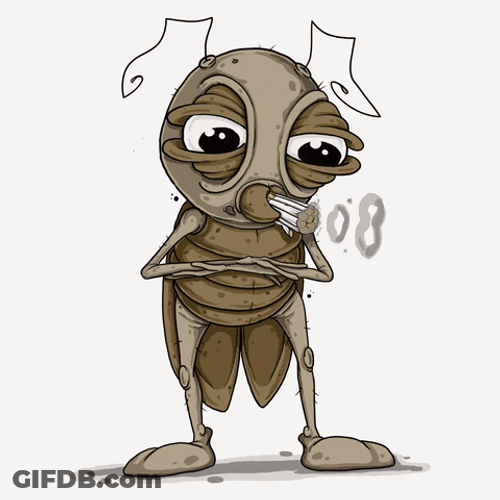Sad Roach Smoking Animated GIF