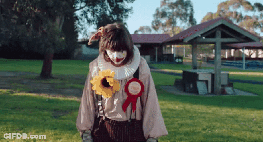 Sad Scary Clown Walking Head Down GIF