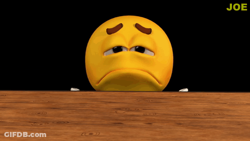 Sad Smiley Face With Black Background And Word Joe GIF