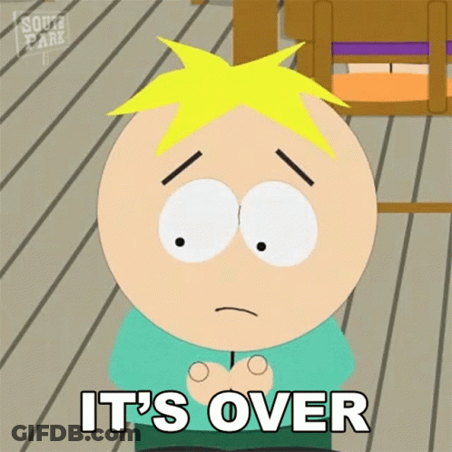 Sad South Park Character Saying It's Over GIF