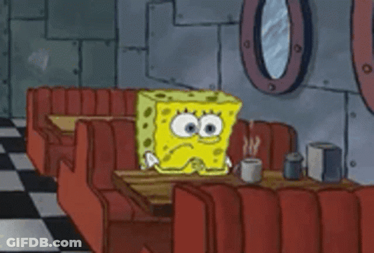 Sad Spongebob Alone In A Diner GIF