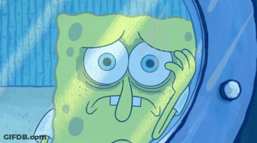 Sad Spongebob In The Window GIF