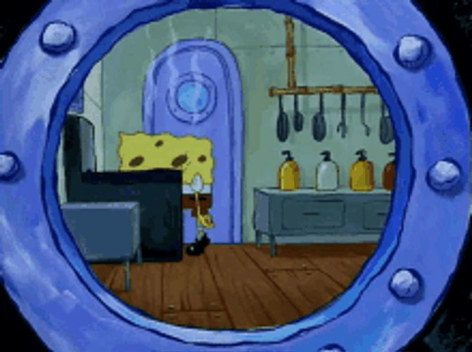 Sad SpongeBob SquarePants Grilling Himself GIF