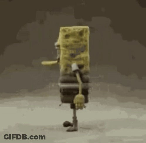 Sad SpongeBob SquarePants On Brown Surface GIF